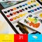 Watercolor Palette with Lid: 33 Wells Airtight Folding Paint Palette with Large Mixing Tray - Empty Acrylic Painting Art Pallet 12.5''x 6.5'' Red